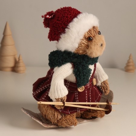 Decor "Bear in winter sundress on skiing" 20x19x11.5 cm-1