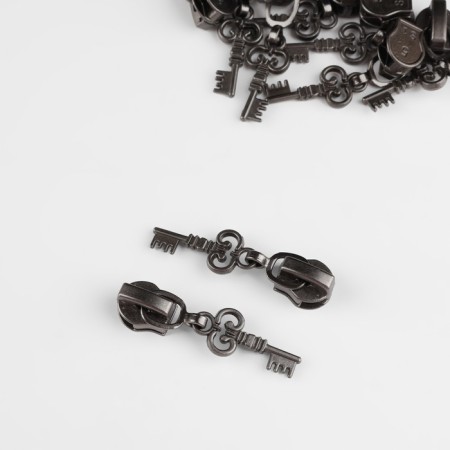 Automatic lock for lightning "Spiral", No. 5, decorative, 10 pcs, black nickel color-1