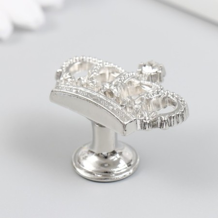 Handle for the casket Metal "Crown" rhinestone, silver 4.5x3.2x2.6 cm-1