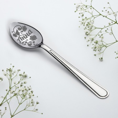 A teaspoon spoon with engraving since March 8 "Anna", 3 x 14 cm.-3