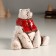 Souvenir Ceramics "White Surprised Bear in a red scarf" 9.4x11.4x10.1 cm