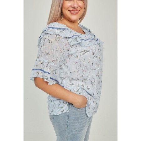 Female blouse, size 52, blue color-5