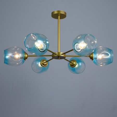Murano chandelier 6he27 60W Blue gold 78x78x35cm Bayerlux-1