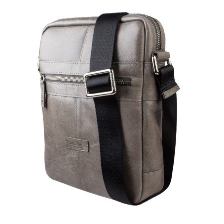 Male bag, lightning department, 1 external pocket, adjustable belt, gray color-1