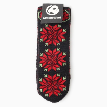 Double female mittens "ornament", black/red color, rn 18-3