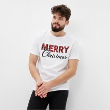 Футболка мужская KAFTAN "Merry Christmas" р.48, белый