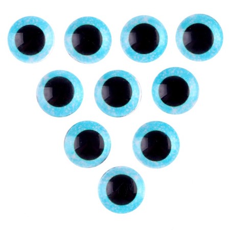 Elose -based eyes, set of 10 pcs., Size 1 pc. - 12 mm, blue color with sparkles-1