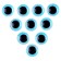Elose -based eyes, set of 10 pcs., Size 1 pc. - 12 mm, blue color with sparkles