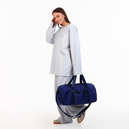Board Road on a zipper, external pocket, shoe detachment, suitcase holder, long belt, blue color-6