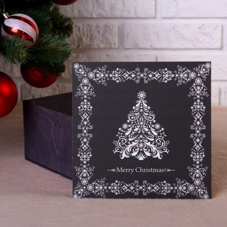 New Year. Gift Box "Merry Christmas, Cdfold", gray, 20 × 20 × 10 cm-1