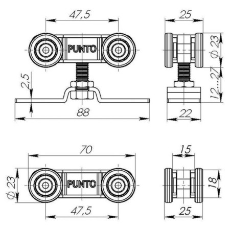 Set of rollers for sliding doors Soft Line 55/4-1