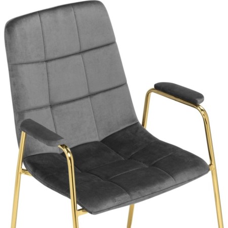 LANA Metal/velor, Golden/Gray chair 57x56x88 cm-4