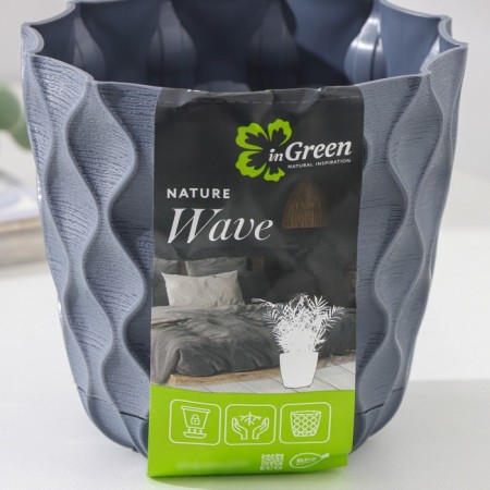 Pot for flowers with a “Wave” pallet, 0.65 l, d = 11.5 cm, color gray color-6