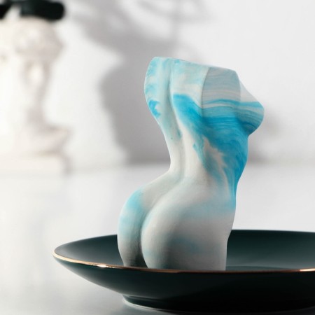Toothpick stand "Female body" marble blue-2