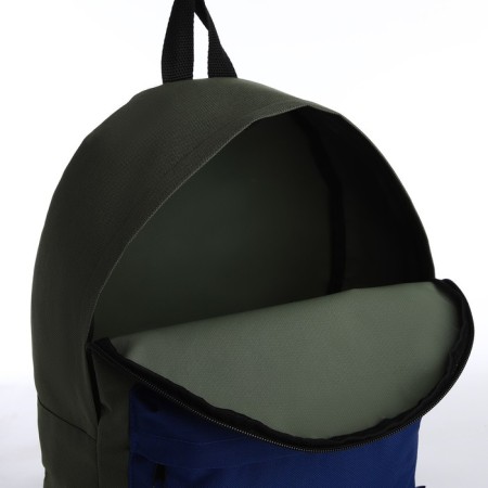 Sports backpack from textiles on lightning, Textura, 20 liters, khaki color/blue-3
