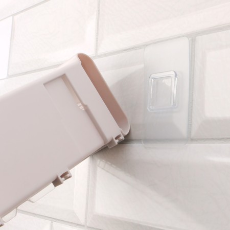 Organizer for storage, hinged, 1 section, with an adhesive base and hooks, 38.7 × 8.5 × 6.5 cm, translucent/white color-10