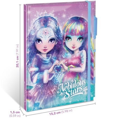 Notepad for Girls Nebulous Stars Iceana, on an elastic band, with a gel handle-2