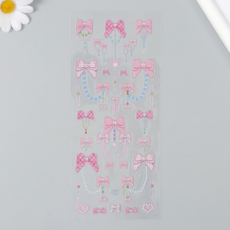 Plastic sticker "Bows and beads" mix 26.4x10.4 cm-2
