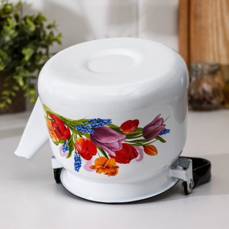 Teapot "Tulip May", 2.3 l, with a button, induction, white color-3