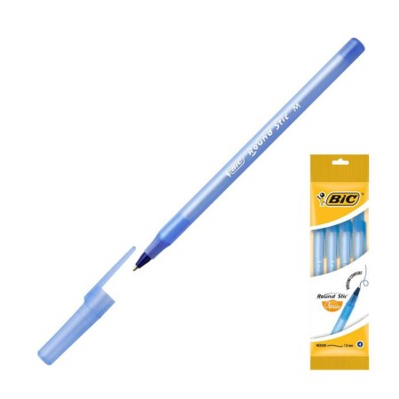 A set of ballpoint pens 4 pieces of BIC "Round stic Classic", 1.0 mm node, average letter, blue ink