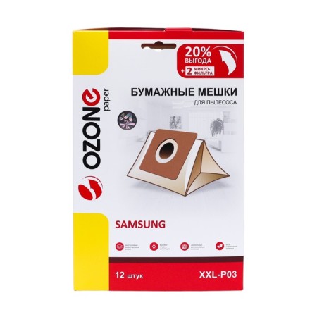 XXL-P03 OZONE Paper bags for a vacuum cleaner, 12 pcs + 2 microfilters-1