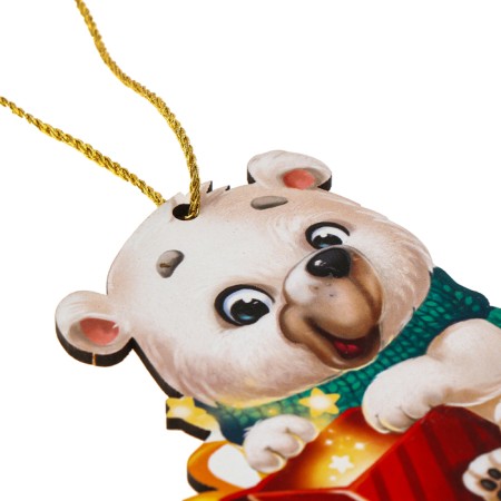 New Year's wooden pendant "New Year! Polar bear"-6