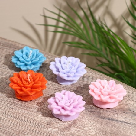 Candle "Flower" 5x5x2 cm, soy wax, mix-4
