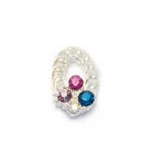 Metal fittings TNL “Oval Silver with Stones”, 4 pcs
