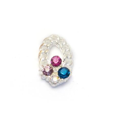 Metal fittings TNL “Oval Silver with Stones”, 4 pcs