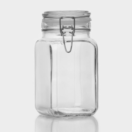 Bank for bulk products glass Cremlin 1.3 liters, with a lid-1