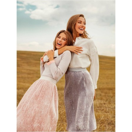Female jumper in a rut with ruffles CONTE ELEGANT, size M, color Light Grey-Peach-1