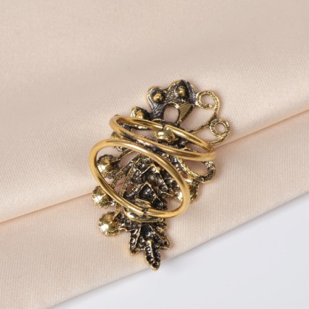 Ring for the scarf "branch", brown color in black gold-3