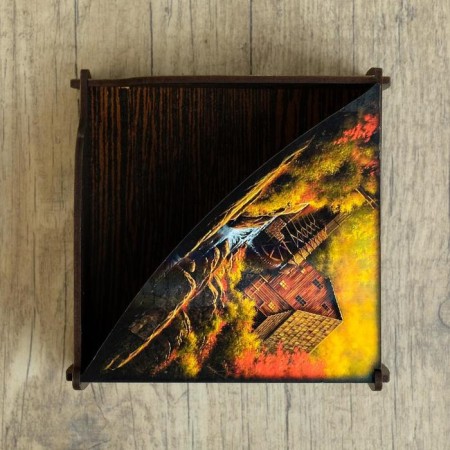 Wooden napkin "House in the autumn forest", color-3