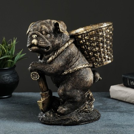Steam for the little things "Pug with a basket on the back" 13x24x25 cm, bronze with gilding-1