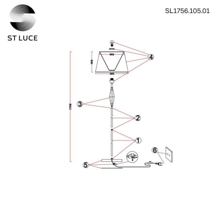 The floor lamp ST LUCE. SL1756.105.01. Bello. 1x40 watts, E14, 40x40x165 cm, chromium color-12