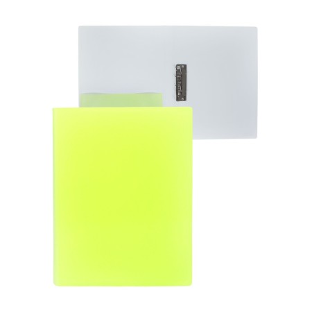 Folder with A4 clamp, 700 μm, 27 mm spine, calligrata duble neon, inner pocket, up to 180 sheets, yellow neon