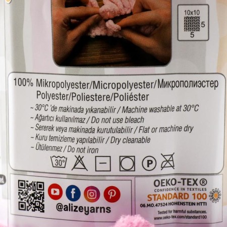 Yarn "Puffy" 100 % micropoliester 9m/100g (28 lingonberries)-3
