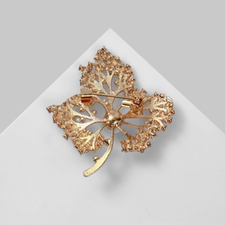 Brooch "Liszt" autumn, white-green color in gold-1