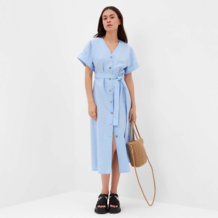 Women's dress on buttons Mist Summer Time, Blue, R. 50-3