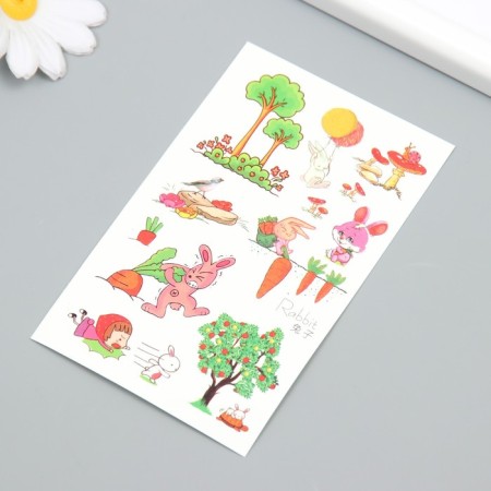 Tattoo on the body color "hares and carrots" 7.5x12 cm-1