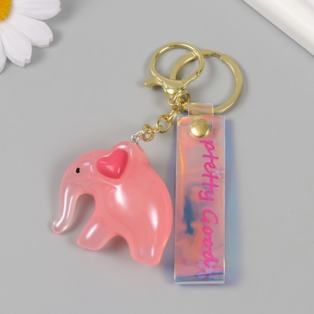 A plastic keychain with a carbine, a pink elephant strap 2.5x5.3x4.5 cm-2