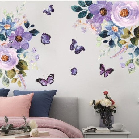 Sticking plastic interior color "Lilac anemones and butterflies" 30x90 cm
