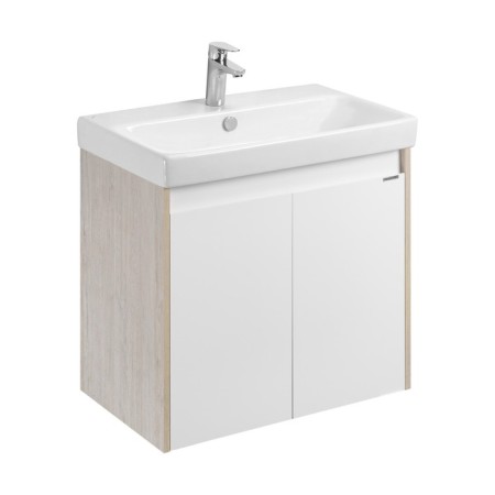 Tumbling under the Aquaton sink Scandil Doors, 70 cm, white gloss color, oak Verona