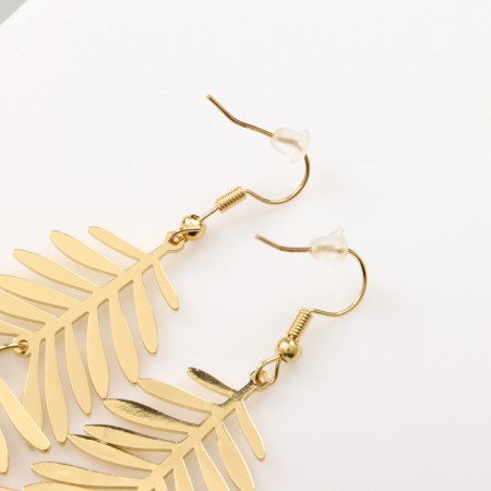 Hanging earrings "ease" of foliage, color gold-2
