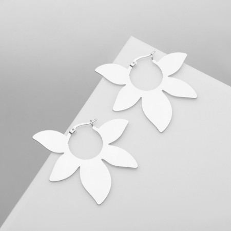 Earrings Metal "Leaves" ethnos, color silver-1