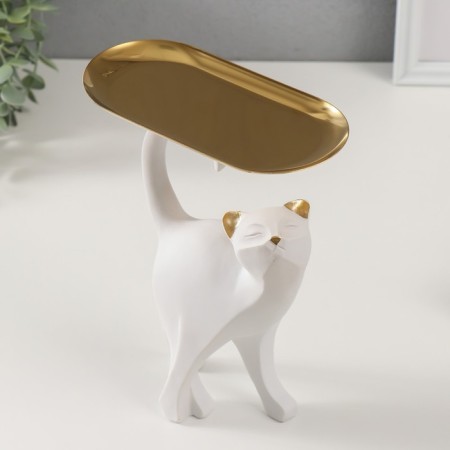 Souvenir Polystone stand "White Cat" 8.5x18x23 cm-4