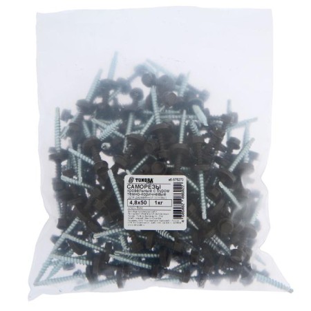 Self-tapping screws Roof tundra Krep with a drill 4.8x50 mm, dark brown 1 kg-1