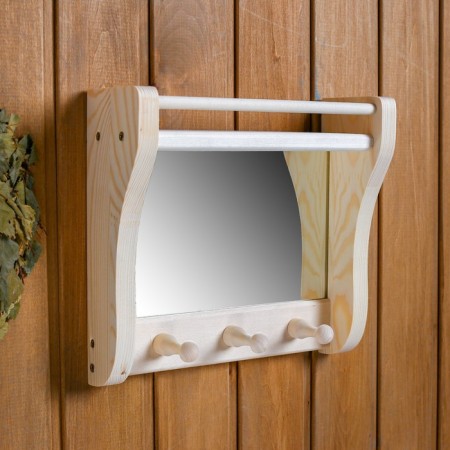 Shelf with a mirror and 3 hooks 27x24x8.5 cm-1
