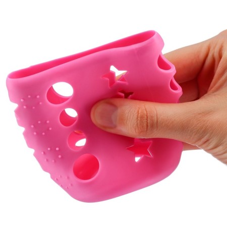 A bottle in a silicone case, with handles, glass, classic throat, 120 ml., +0 months, pink color-5