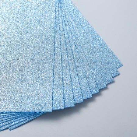 Foamiran glitter 4 hobby 2 mm art, central blue, 20x30 cm-1